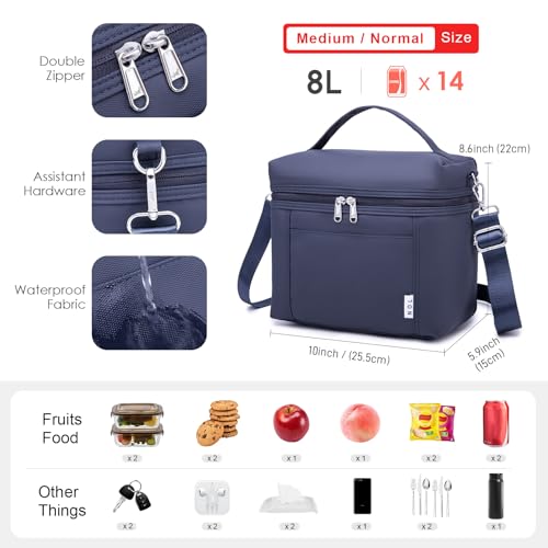 NOL 8L Insulated Lunch Bags for Women Cooler Bag Lightweight Nylon Waterproof Lunch Box For Work
