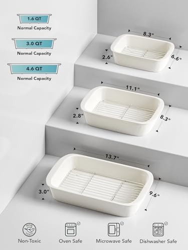 Ceramic Casserole Dishes for Oven with 304 Racks (3 Count)