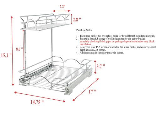 Under Sink Cabinet Organizer Two Tier Pull Out Shelf