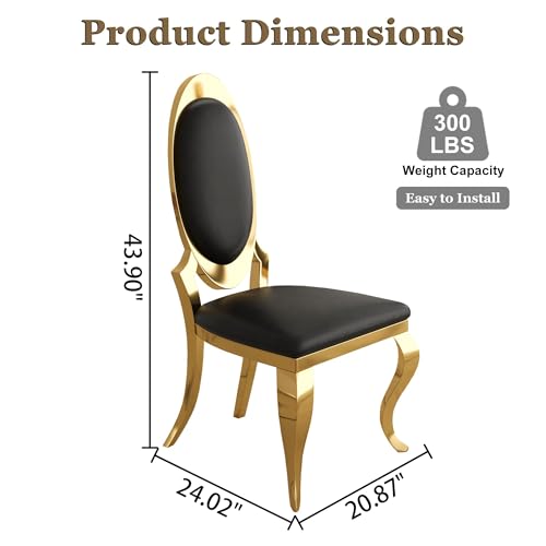Modern Dining Chairs Set of 6 (Black/Gold / Set of 6)