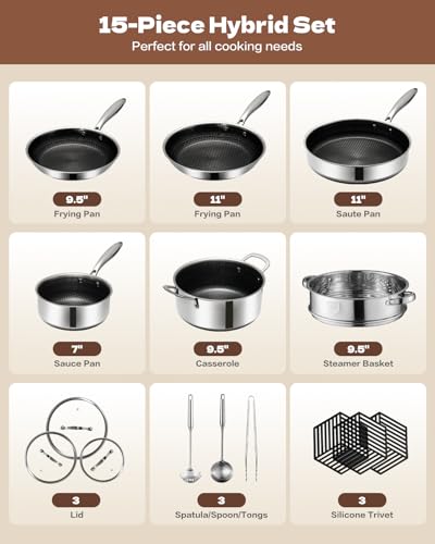 Hybrid Nonstick Cookwre Set (Silver)