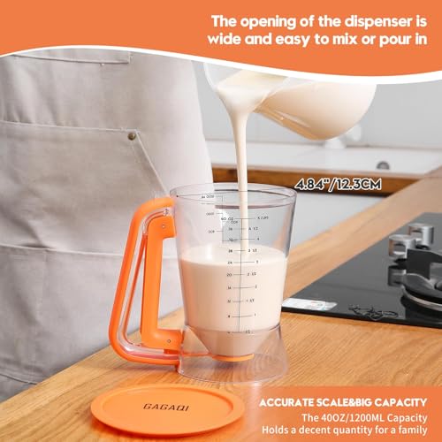 Pancake Batter Dispenser 5 Cup with Sturdy Handle (Orange)