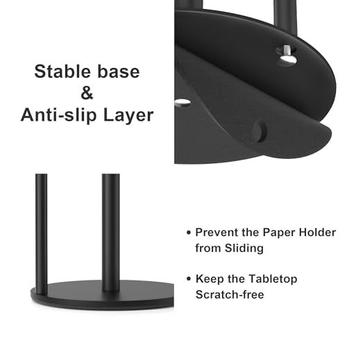 Paper Towel Holder Black Stainless Steel Kitchen Countertop Roll Organizer