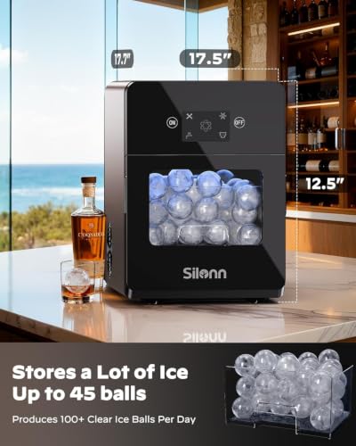 2.4″ Ice Ball Maker Countertop (Rock Black / Ice Ball-100 pcs/Day)