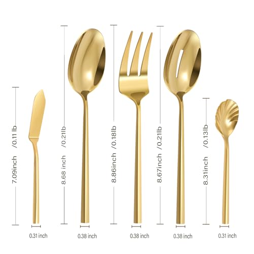 Gold Silverware with Hexagon Handle 45 (Gold / 45 Pcs)
