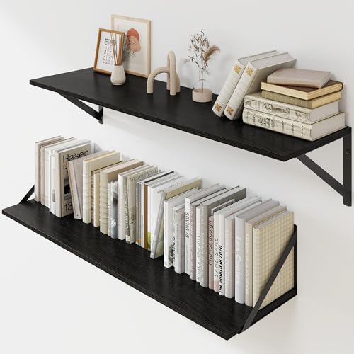 Black Deep Floating Shelves for Wall