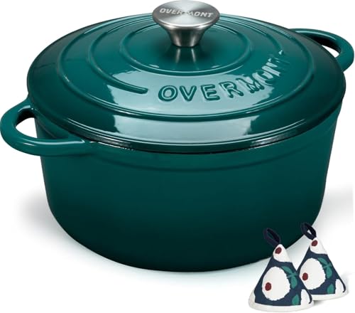 Enameled Cast Iron Dutch Oven (5.5 Quart / Bottle green)
