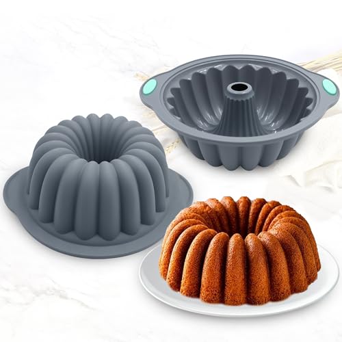 4 Pieces Silicone Fluted Tube Cake Pans (4pcs fluted tube cake pans (7 Cups))