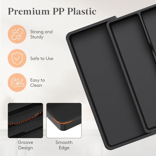 Utensil Organizer for Kitchen Drawers (Black / Medium Deep (11.5-20''W x 14.5"D))