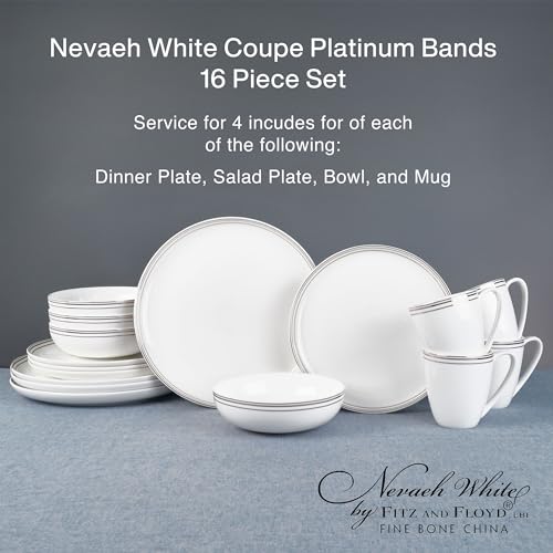 by Fitz and Floyd Nevaeh Bone China Coupe Gold Bands Dinnerware Set (Gold / Service for 4)