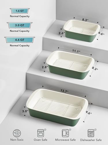 Ceramic Casserole Dishes for Oven with 304 Racks (3 Count)