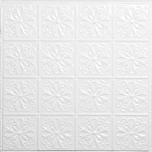 Tin Backsplash [5 (Pattern #27 Parisian Floral / Bright White Satin)