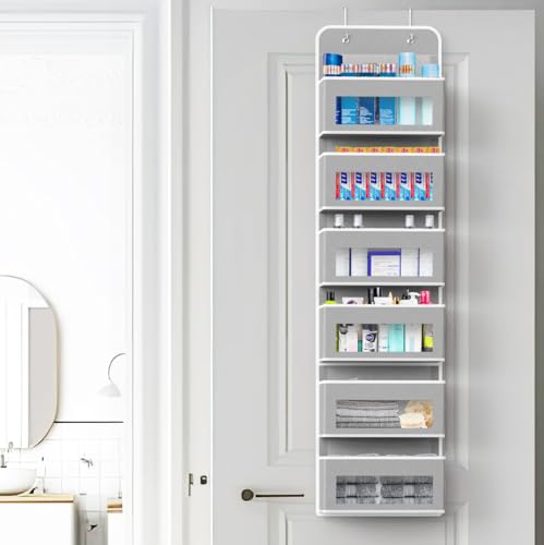 6 Clear Window Pocket Over Door Hanging Organizer (6 Pockets / Gray)