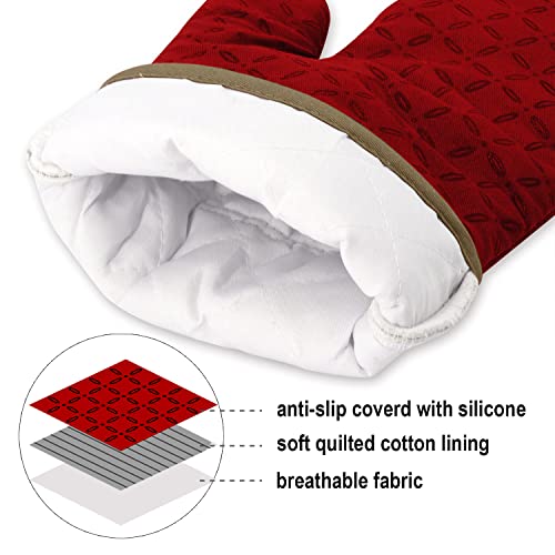 Oven Mitts and Pot Holders 6pcs Set (Red)