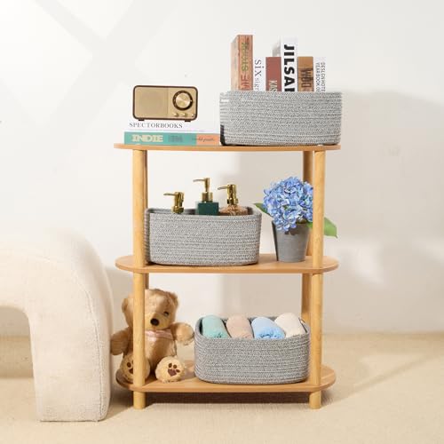 Small Storage Baskets for Organizing (4pcs-L13xW8.5xH5.1" / Grey)