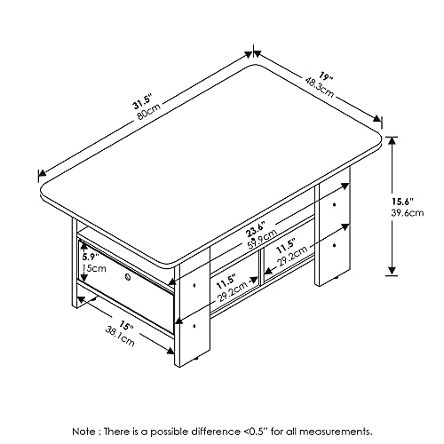 Andrey Coffee Table with Bin Drawer (French Oak Grey/Black / 2 Bin)