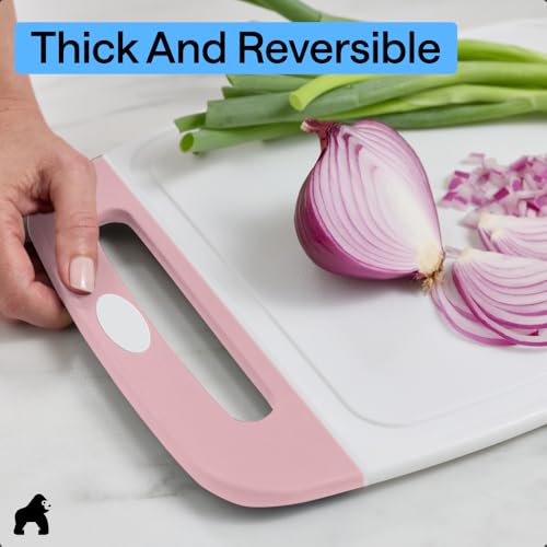 BPA Free Reversible Kitchen Cutting Board (Pink/White / Large (Pack of 3))