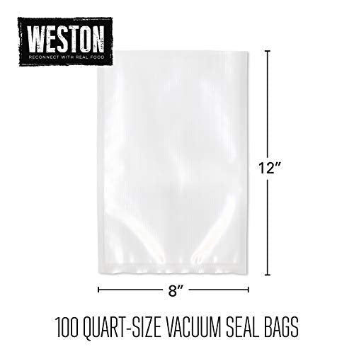 8" x 12" Quart Vacuum Sealer Bags For Meal Prep & Sous Vide (100 Count, Clear / 8" x 12" (Quart))