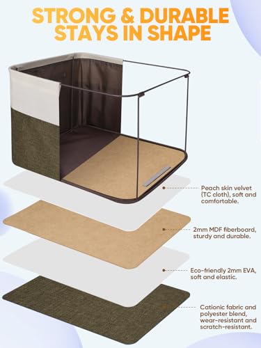 4 Pack Fabric Closet Storage Bins for Shelves (Brown / 4PCS/Medium-14x10x8.5)