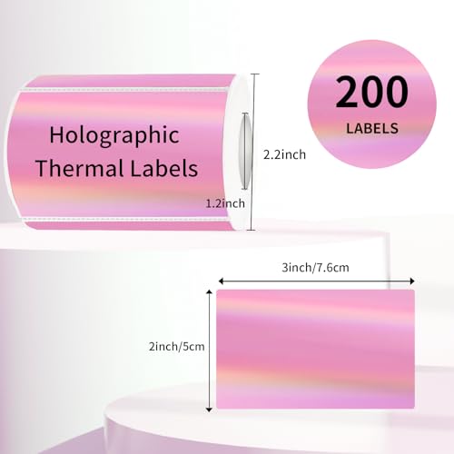 3x2 Inch Holographic Thermal Labels (Holographic Pale Pink / 2*3 inch)