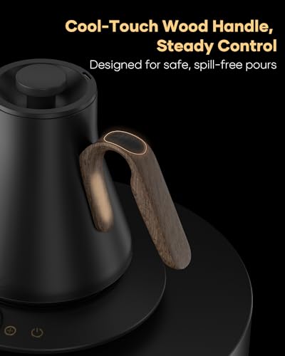 FLOW B9 Gooseneck Electric Kettle ±1°F Temperature Control (Goya Walnut)