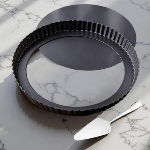 10 Inch Round Quiche Pans with Pie Server. Removable Bottom (10IN*1.2IN)