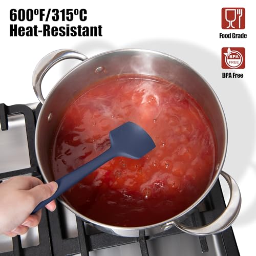 600°F Heat Resistant Silicone Large Spatula (11.4in (Flat Spatula) / Navy Blue)