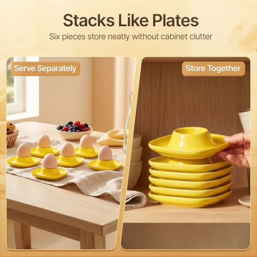 Soft Boiled Egg Cups (6 Pack / Square Style, Yellow)