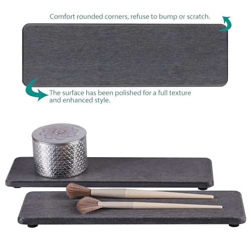 2Pcs Stone Soap Trays Water Absorbing Diatomite Coaster (Dark Gray / 10" x 3.2")
