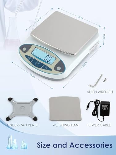 Lab Scale 5kgx0.1g Digital Precision Scale Electronic Balance Laboratory Weighing Industrial Scale Kitchen Counting Scale Scientific Scale Calibrated (5kg / 0.1g)