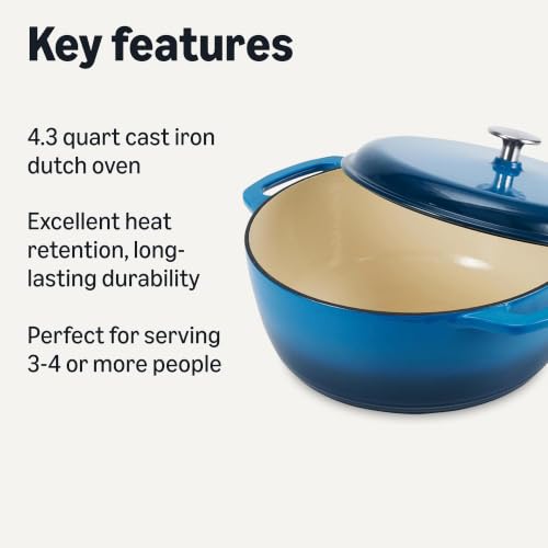 Enameled Cast Iron Dutch Oven Pot with Lid (Blue / 4.3-Quart)