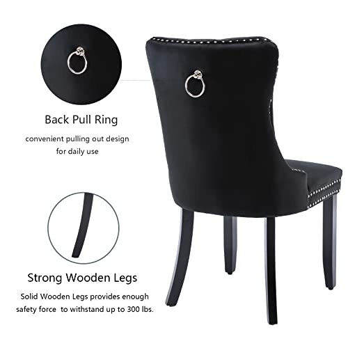 Black Velvet Dining Chairs Set of 2