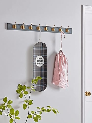 Classic Buffalo Check Plaid Grocery Bags Holder Organizer (Deep Gray Grid)