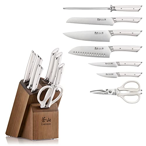 HELENA Series German Steel Forged Knife Block Set (8-Piece / White)