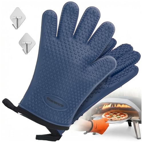 XL Silicone Pizza Oven Gloves Heat Resistant Oven Mitts (Night Ocean / X-Large)