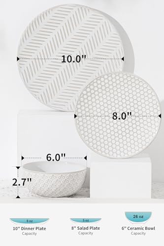 36 Piece Dinnerware Set for 12 (White-Mixed Embossment / Service for 12 (36pcs))