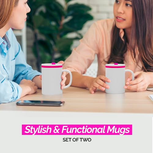 Iconic Desk Mug with Lid & Handle (Pink)
