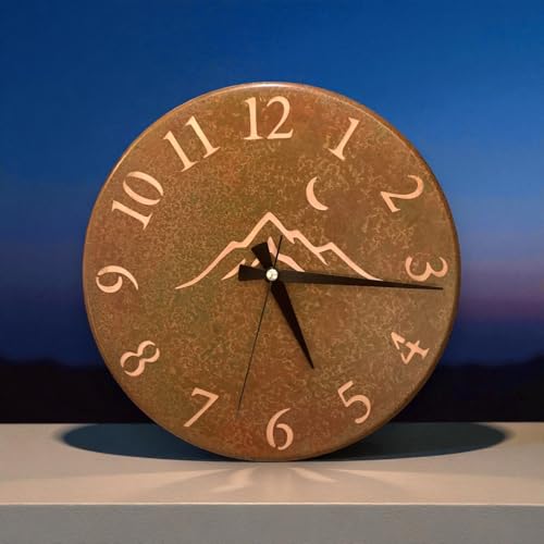 Handmade Pure Copper Wall Clock for Home Decoration (Rusty Landscape / 17.7)