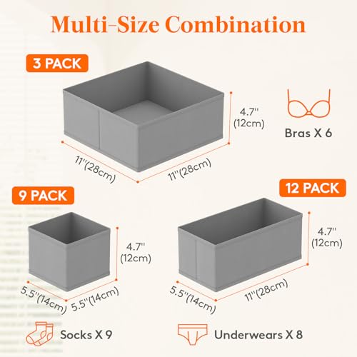 Drawer Organizer Clothes for Closet (24 Count)