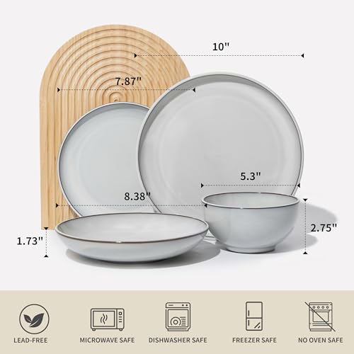 Stoneware Dinnerware Sets for 4 (Moonstone White / Set (16pcs))