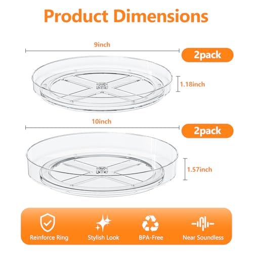 4 Pack Clear Lazy Susan (9+10inch - 4 Pack)