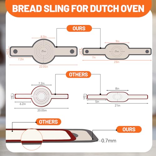 2 Pcs Silicone Bread Sling for Dutch Oven (2pcs: Grey)