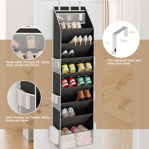 Shoe Storage Over the Door Shoe Organizer (Black / 2 Pack)