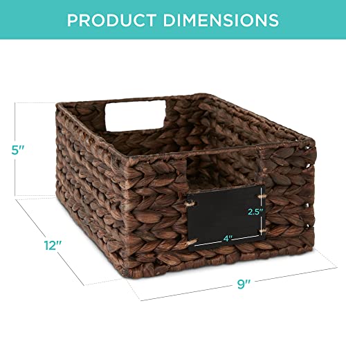 Set of 4 9x12in Water Hyacinth Pantry Baskets (9x12x5in / Brown)