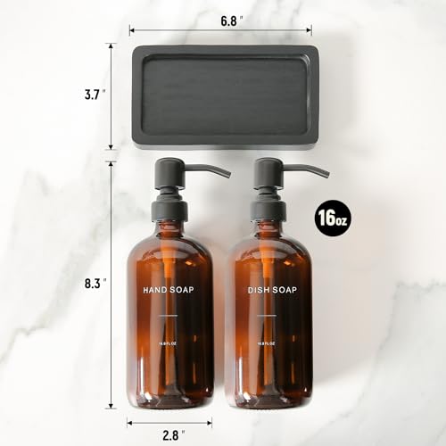 Amber Soap Dispenser Set (Amber Bottle & Black Pump)