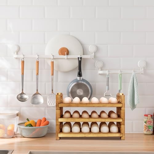 Wooden Egg Holder Countertop Fresh Egg Holders Firewood Egg Collecting Rack for Gathering Fresh eggs