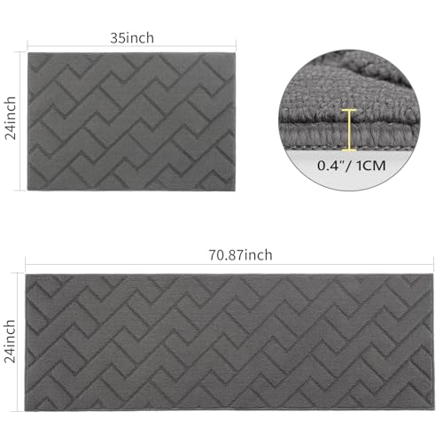 Kitchen Runner Rug (Grey / 24"x71"+24"x35")