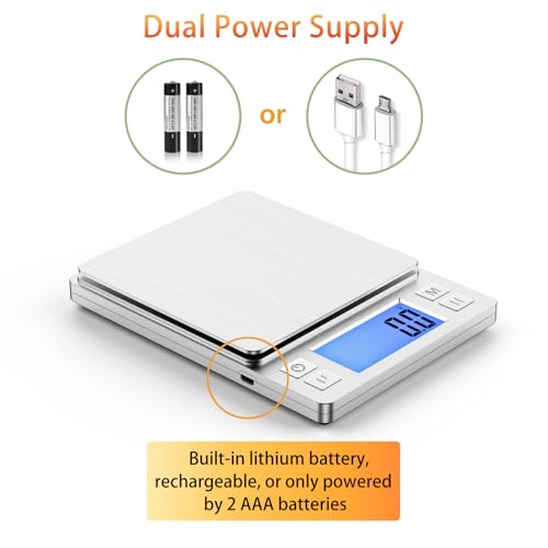 Upgraded Small Food Scale with 0.1 g (0.1g/3kg Silver)