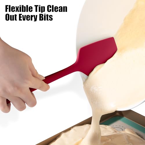 600°F Heat Resistant Silicone Large Spatula (11.4in (Flat Spatula) / Red)