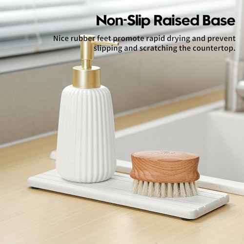 3 Pack Diatomite Stone Sink Tray (3 Pcs - Beige - 1pc of 9"x 3.5" and 2pcs of 4.5"x 3.5")